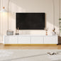 Luxury Fluted White TV Stand Faux Marble Top 4-Drawer 85