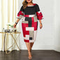 New Style Flying Sleeves Three-quarter Plus Size Women's Printed Dress