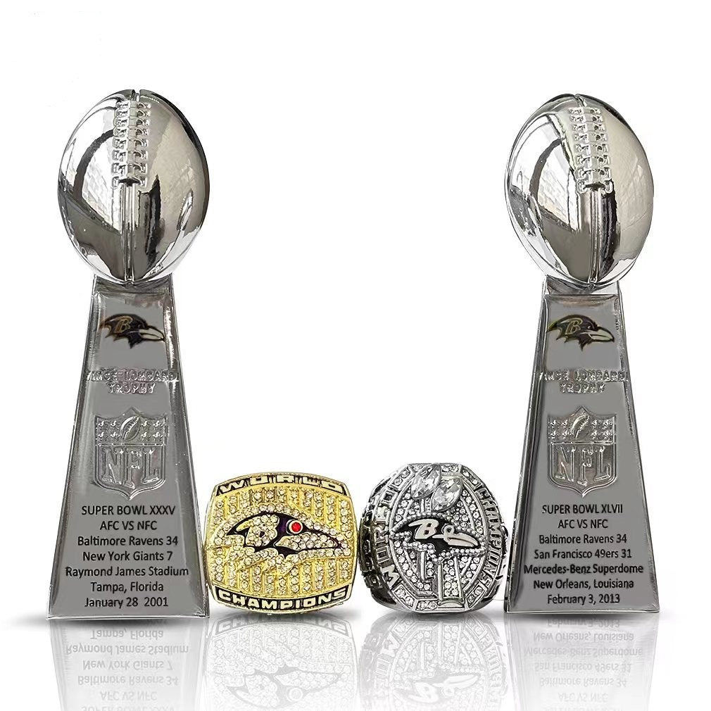 2001 & 2012 Baltimore Ravens  Super Bowl Championship Ring &Trophy Set