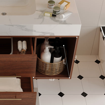 39.4 '' Floating Bathroom Vanity with Ceramic sink,Wall Mounted Vanity 2 Soft...