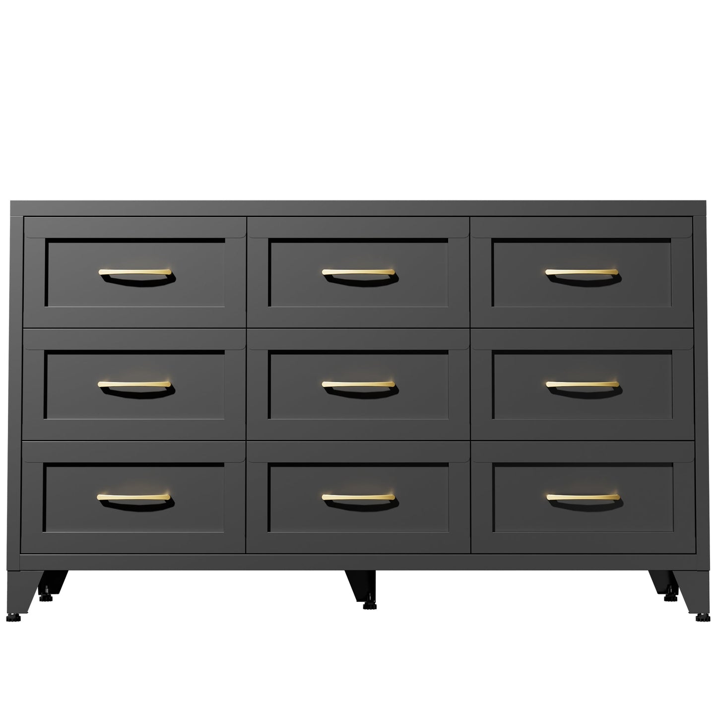 Dresser 9-Drawer Black Steel Smooth-Glide Powder Coat 52x15.8x30 In