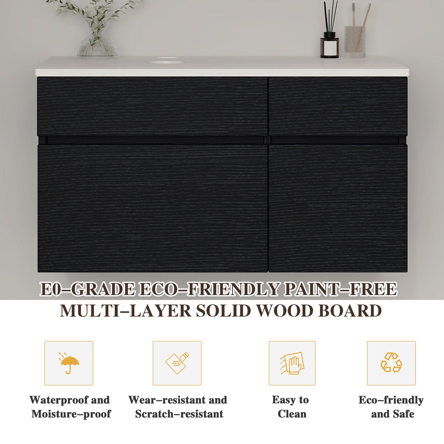 31.5' Modern Wall-Mounted Single Sink Bathroom Vanity Base Only Painted Floating