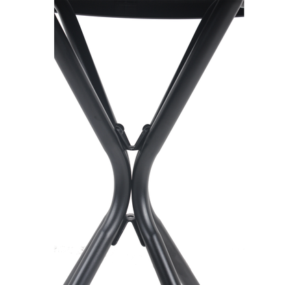 Outdoor Patio Set Metal WPC Black 3 Piece Folding Chairs Glass Table 350 LB