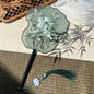 Ancient Style Fan Chinese Style Hanfu Dance Shooting Long Handled Embroidered Classical Double Sided Fan Female Decorative Fan