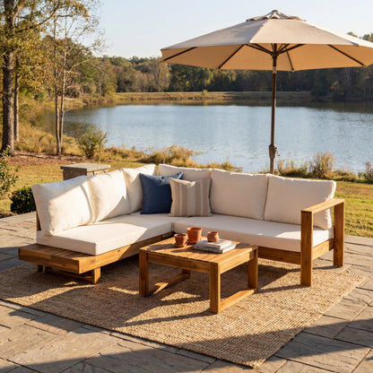 Outdoor Sectional Set Acacia Wood 4-Piece Teak