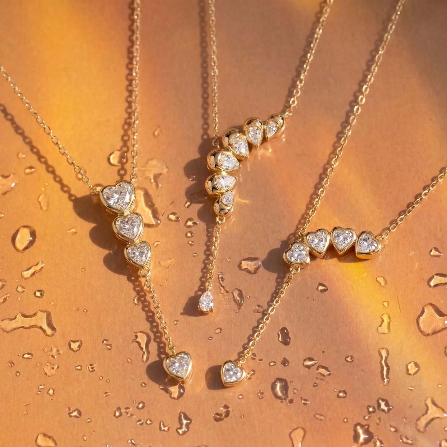 Waterdrop-shaped Diamond-studded Tassel Necklace