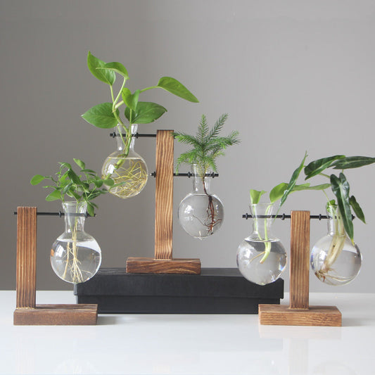 Wooden Frame Holding Glass Vases