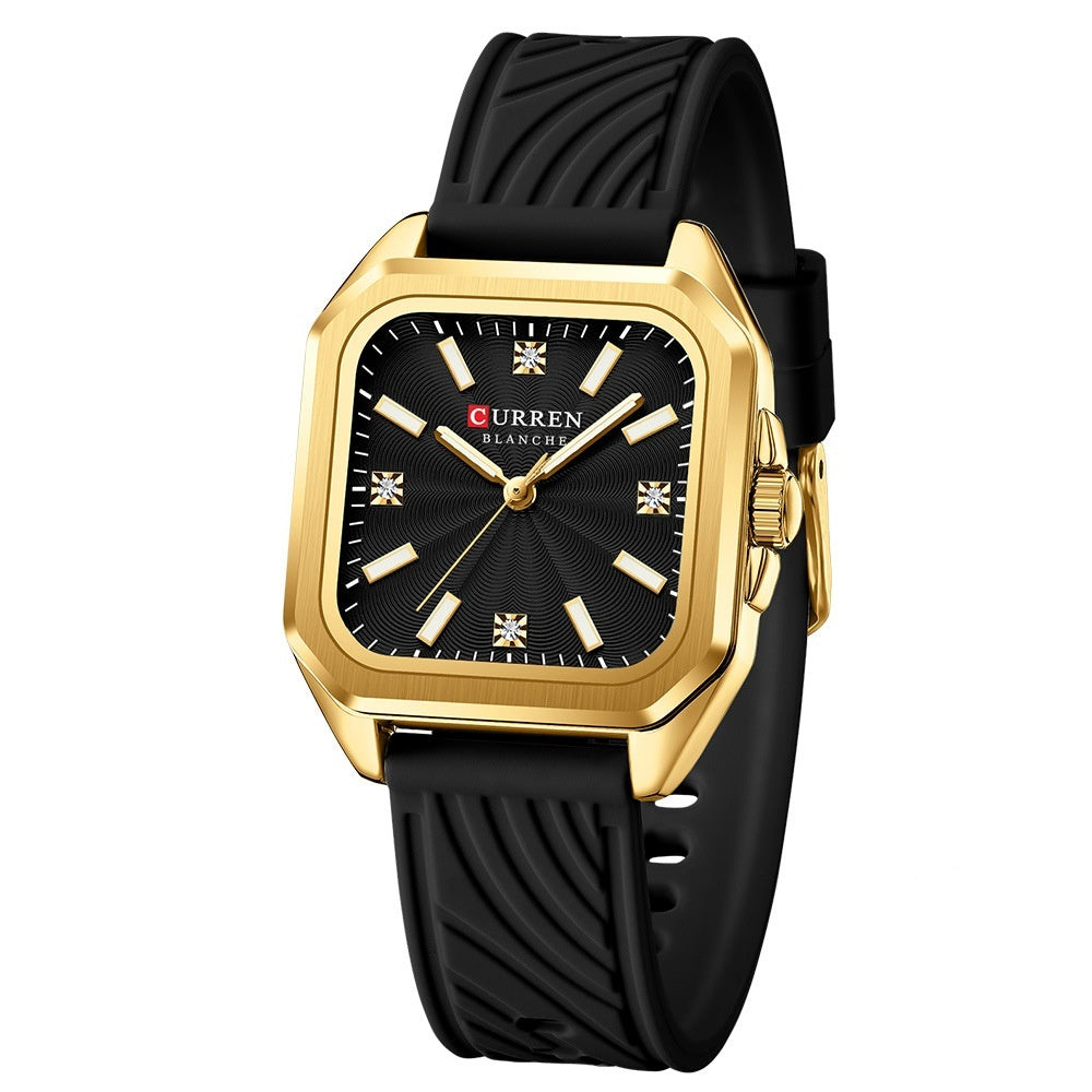 Womens Square Small Dial Waterproof Quartz Silicone Watch