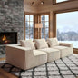 Minimalist Corduroy Sectional Sofa Beige 3-Seat 111