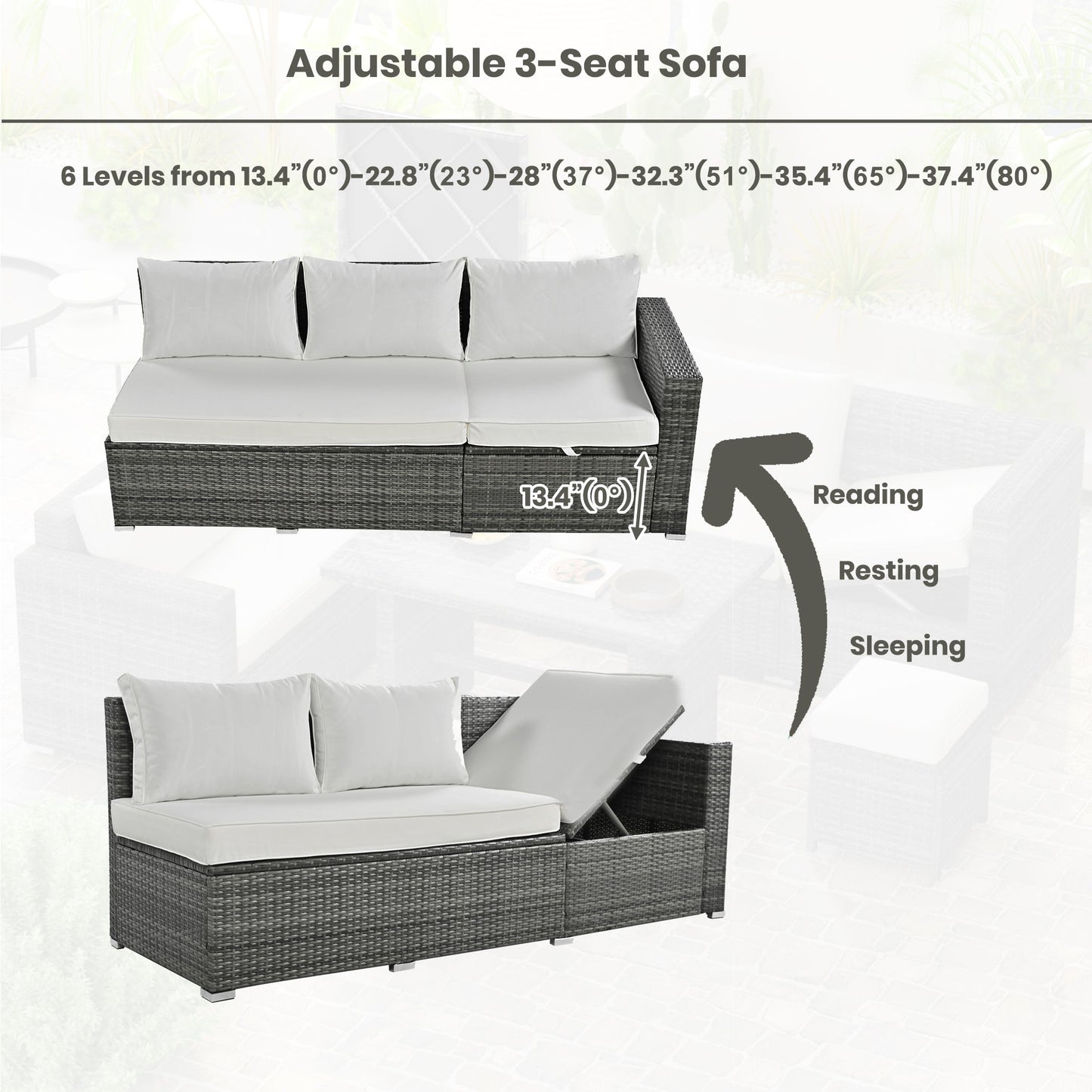 Outdoor 6-Piece All Weather PE Rattan Sofa Set, Garden Patio Wicker Sectional