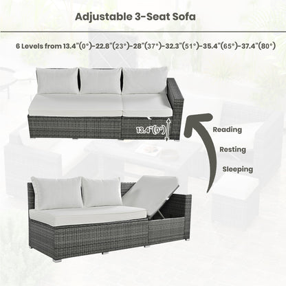 Outdoor 6-Piece All Weather PE Rattan Sofa Set, Garden Patio Wicker Sectional
