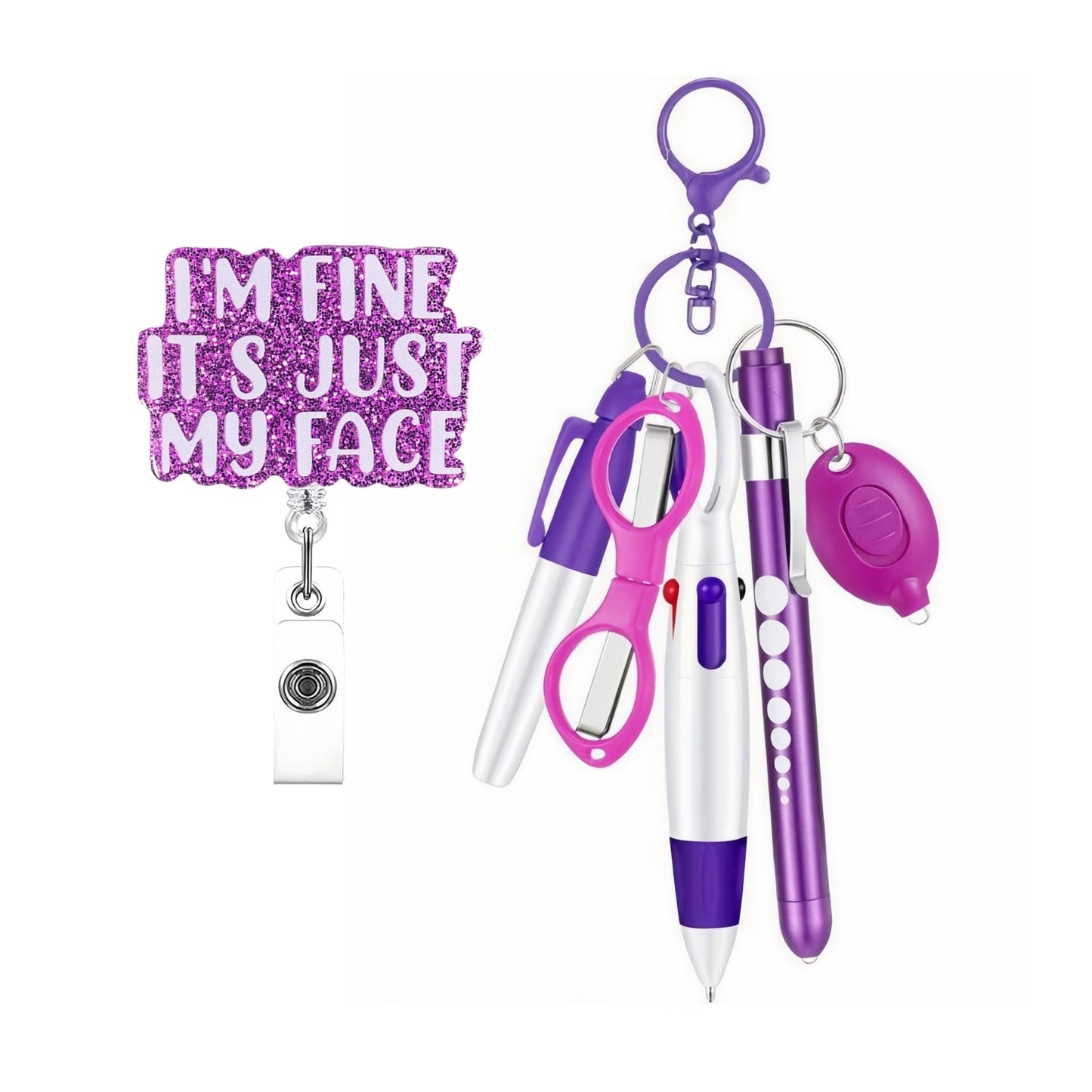 Retractable Nurse Pen Set Keychain With Flashlight