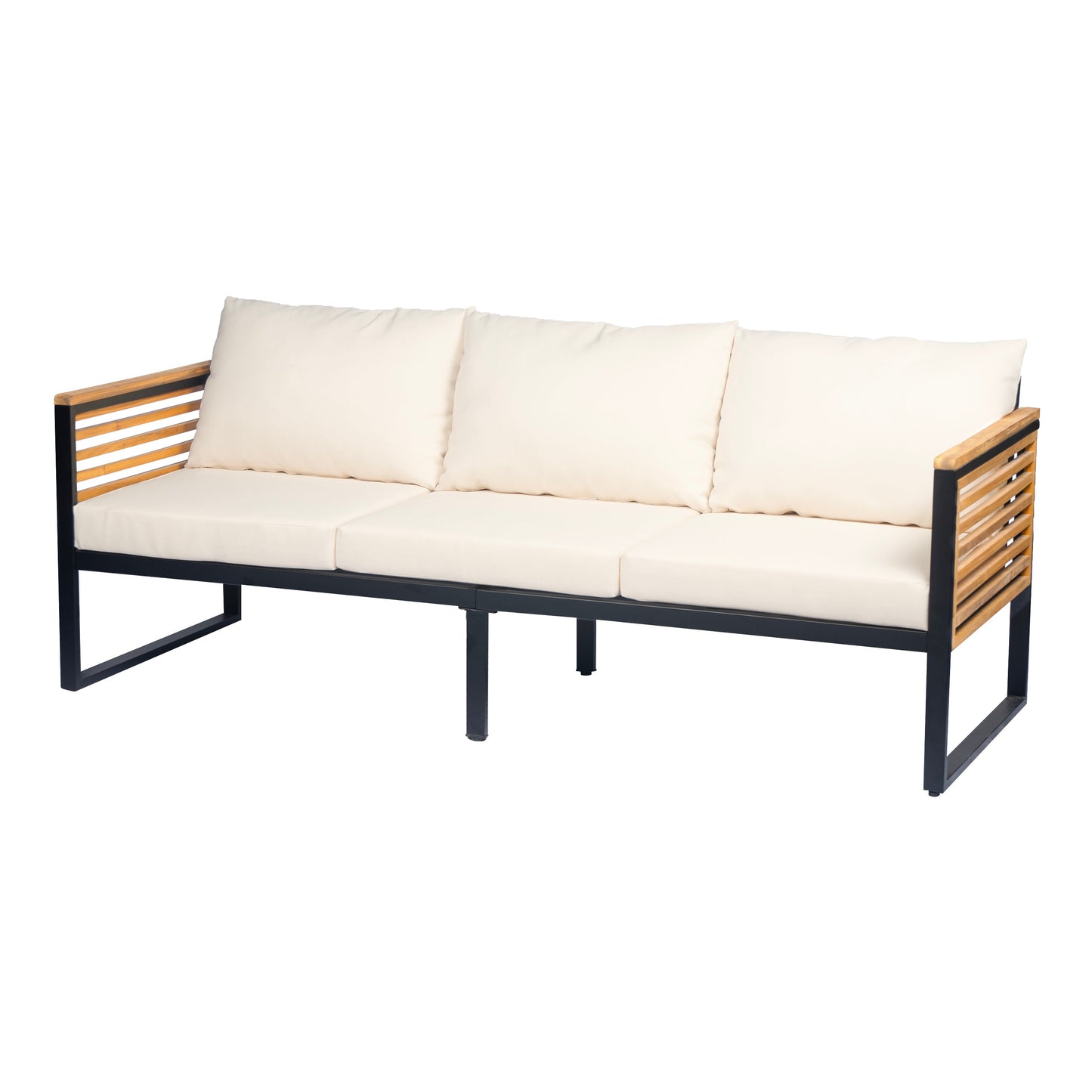 Outdoor Sofa Set 4 Piece Acacia Wood Steel Modern