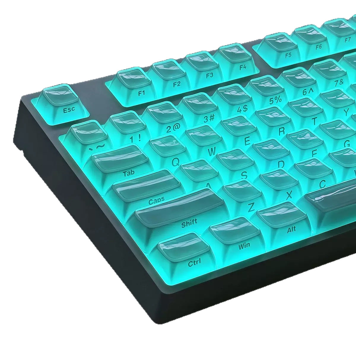 Crystal Jelly Side-engraved Keycaps For A 136-key Compact Full-size Keyboard