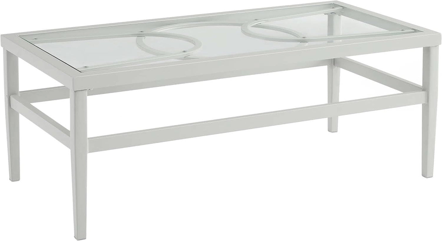 2 Piece Outdoor Coffee Table And Loveseat Set Gray Frame Creme Cushions