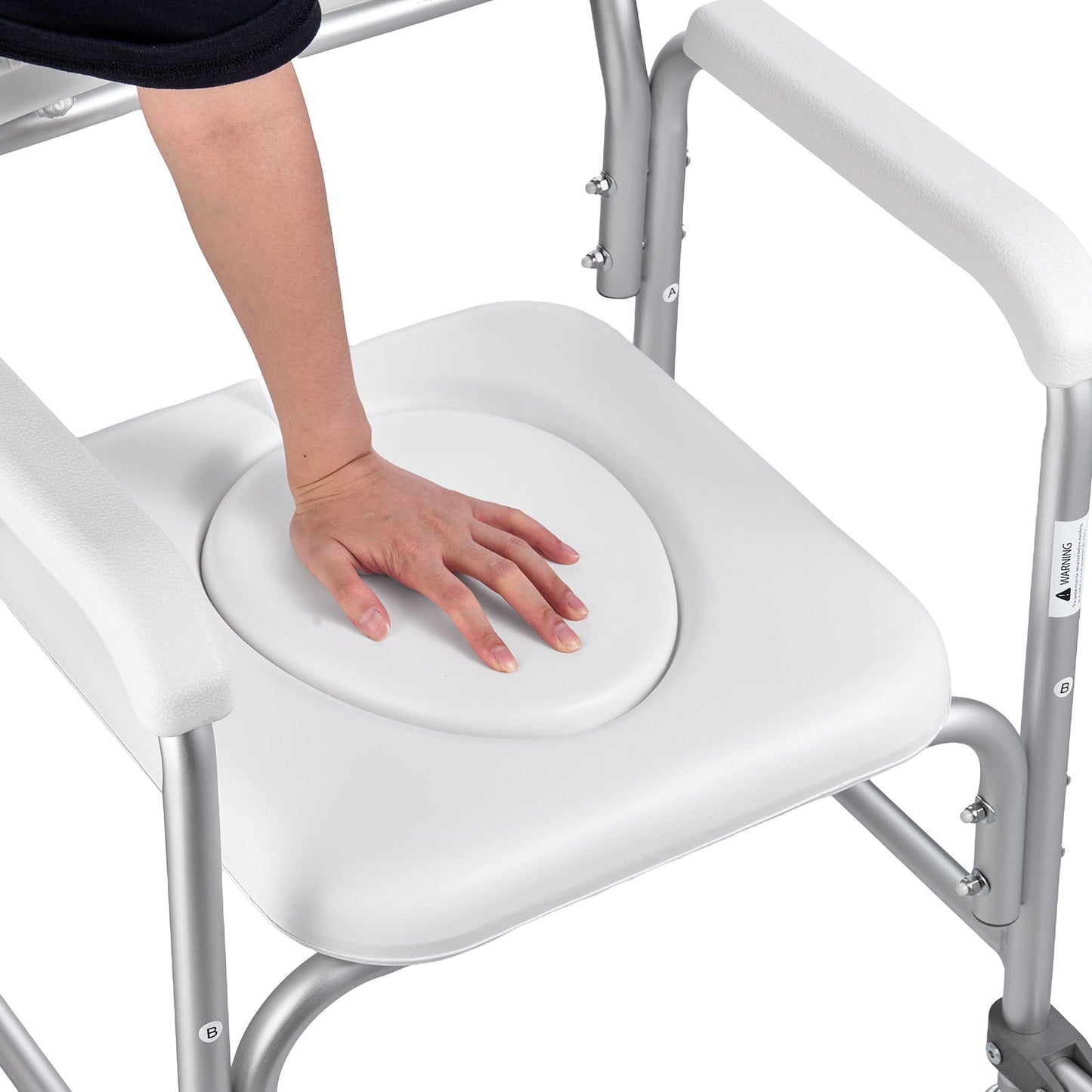 Commode Chair 4-Wheel 4-in-1 Aluminum 350 LB Rolling Lockable Padded Seat