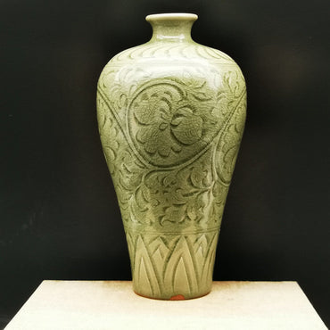 Hand-Carved Plum Blossom Porcelain Vase – Antique Style