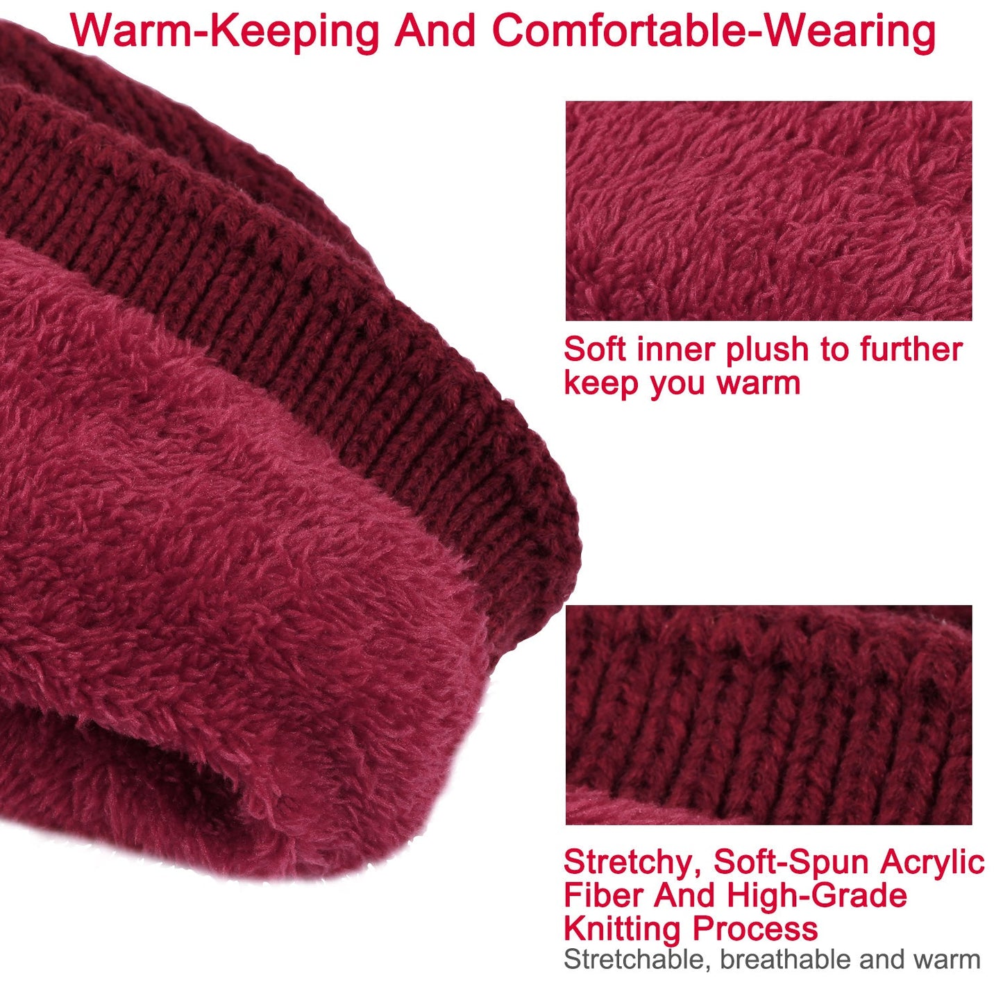 Unisex Knit Beanie Hat with Goggle Chunky Winter Warm Hat Skull Cap 4 Colors