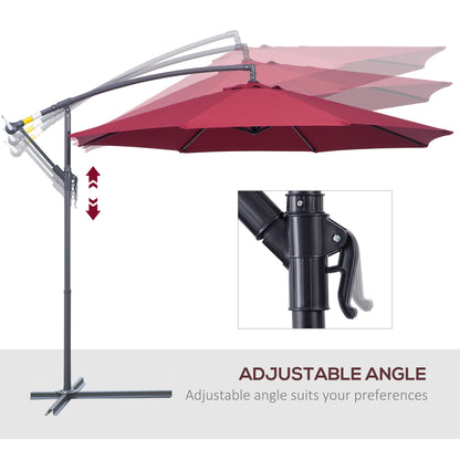 10ft Cantilever Offset Patio Umbrella Red Steel