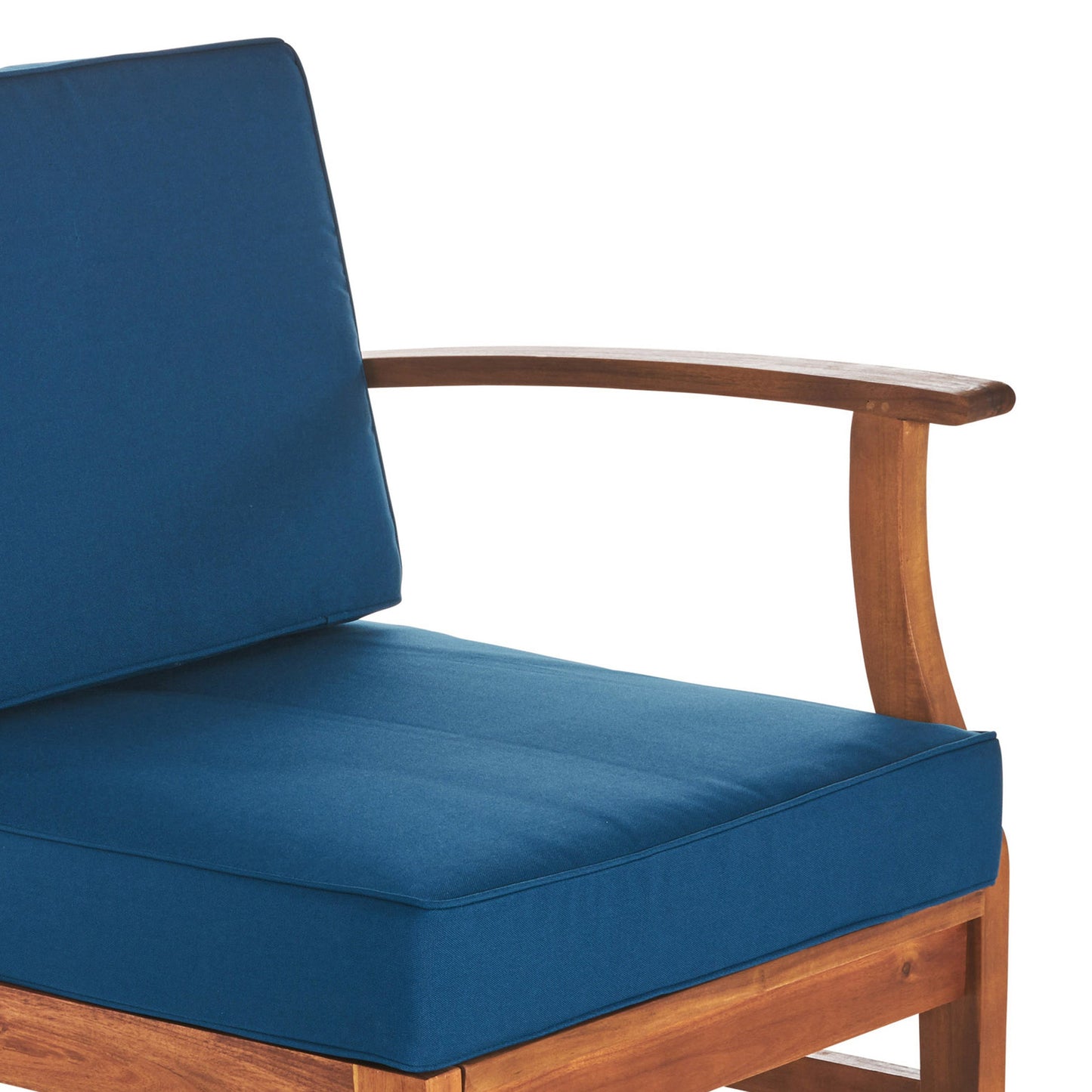PERLA 6-Piece Outdoor Sectional Sofa Set, Acacia Wood Frame, Blue Cushions