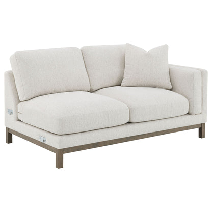 Geneva Boucle Upholstered Sectional Chaise Sofa Sand