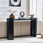 Black Curved Foyer Table, Wood Grain Minimalist Entrance Side Table