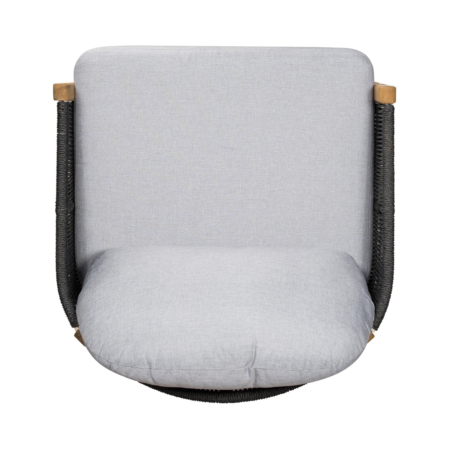 Outdoor Club Chair Acacia Wood Rope Woven Dark Gray Cushion