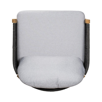 Outdoor Club Chair Acacia Wood Rope Woven Dark Gray Cushion