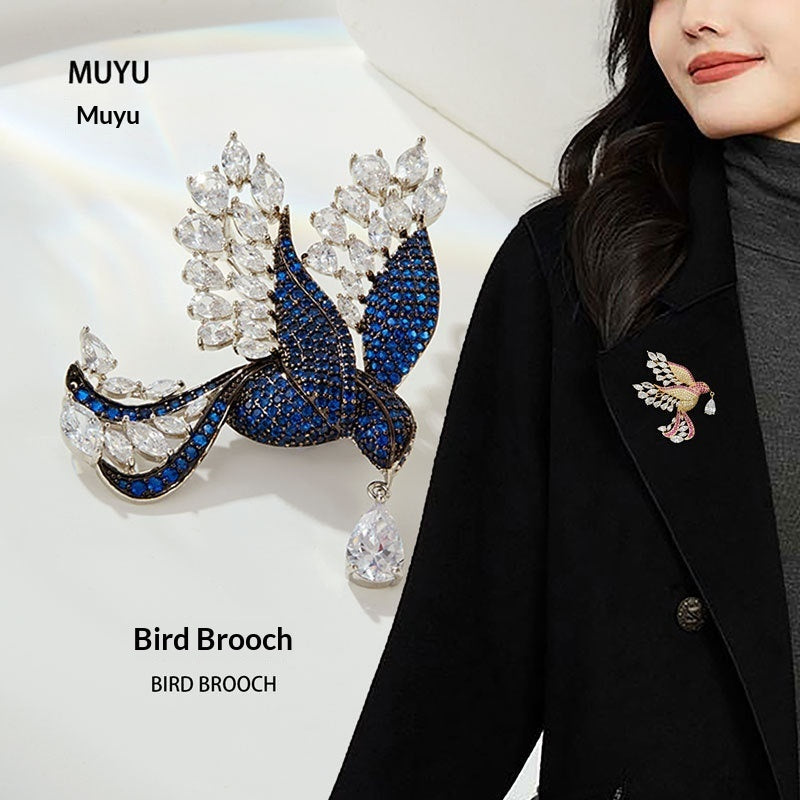 Fashionable Lightly Luxurious Micro-paved Zircon Bird Brooch