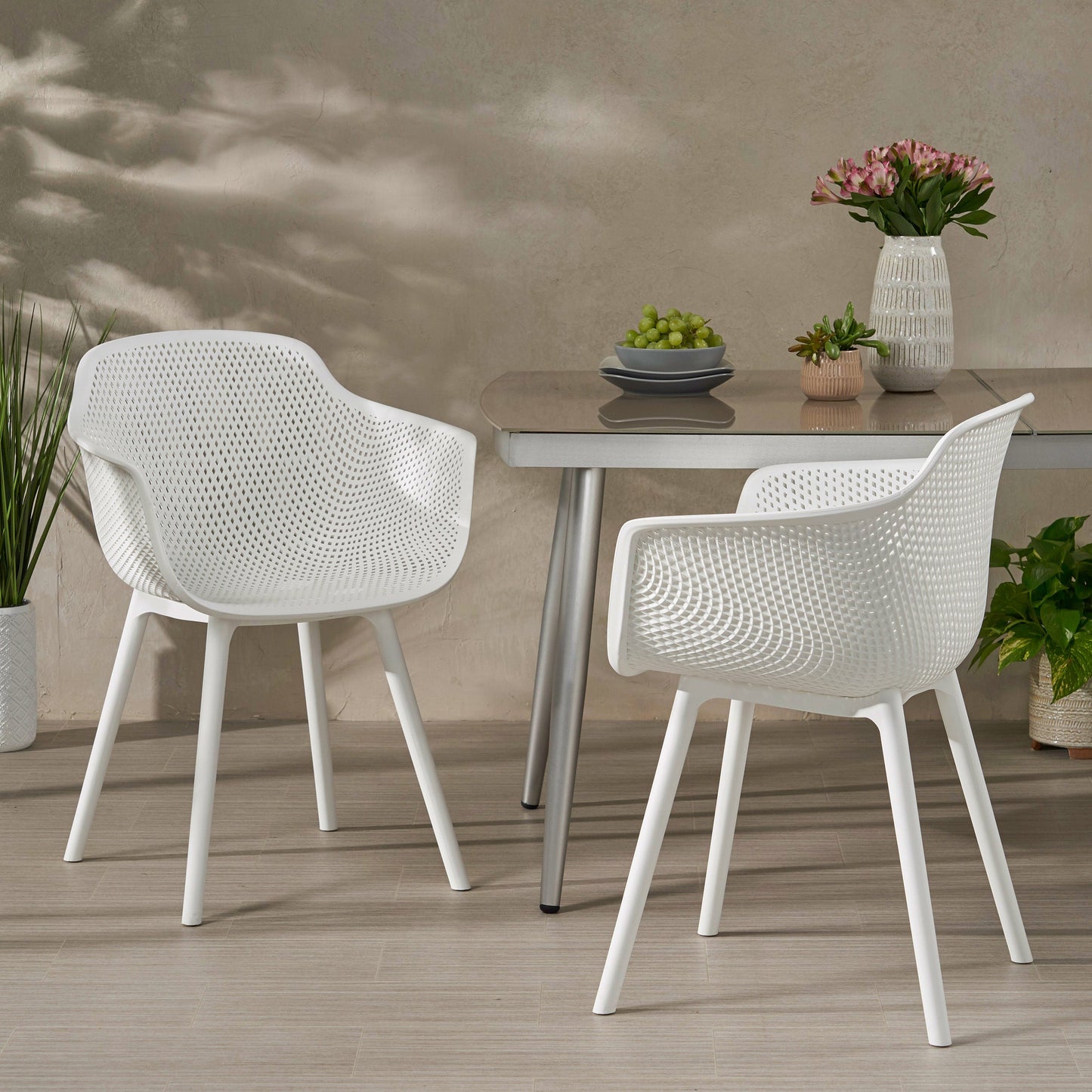 Accent Chair Minimalist White Polypropylene Diamond 24