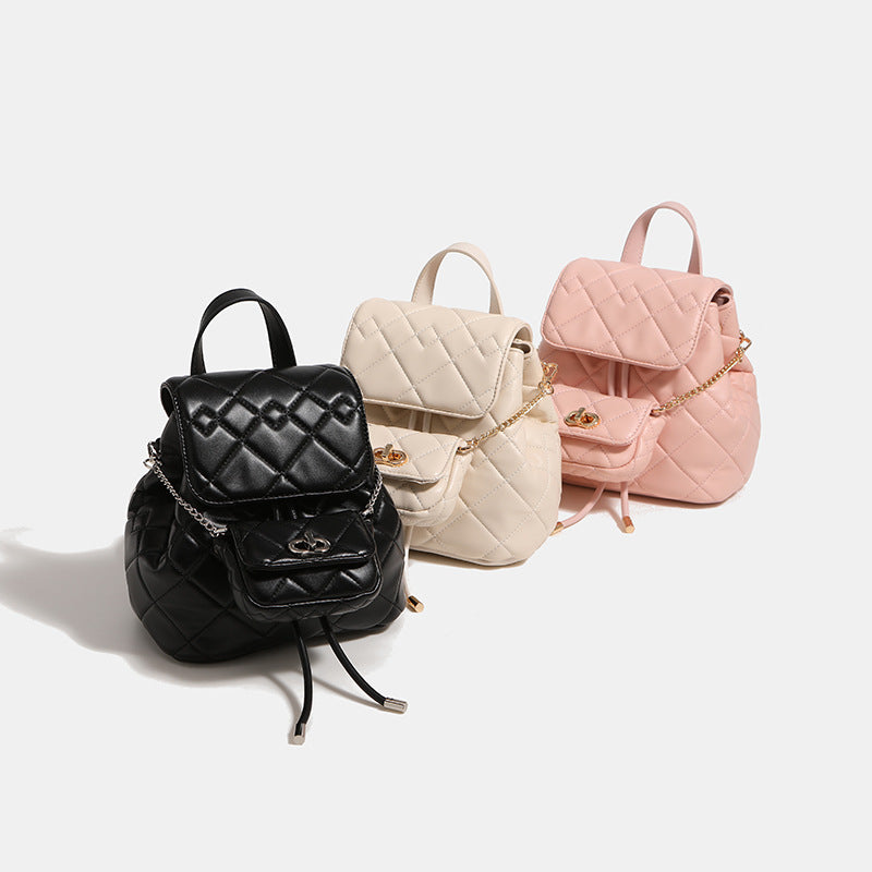 Womens Niche-Design Soft Chain Multi-Use Backpack