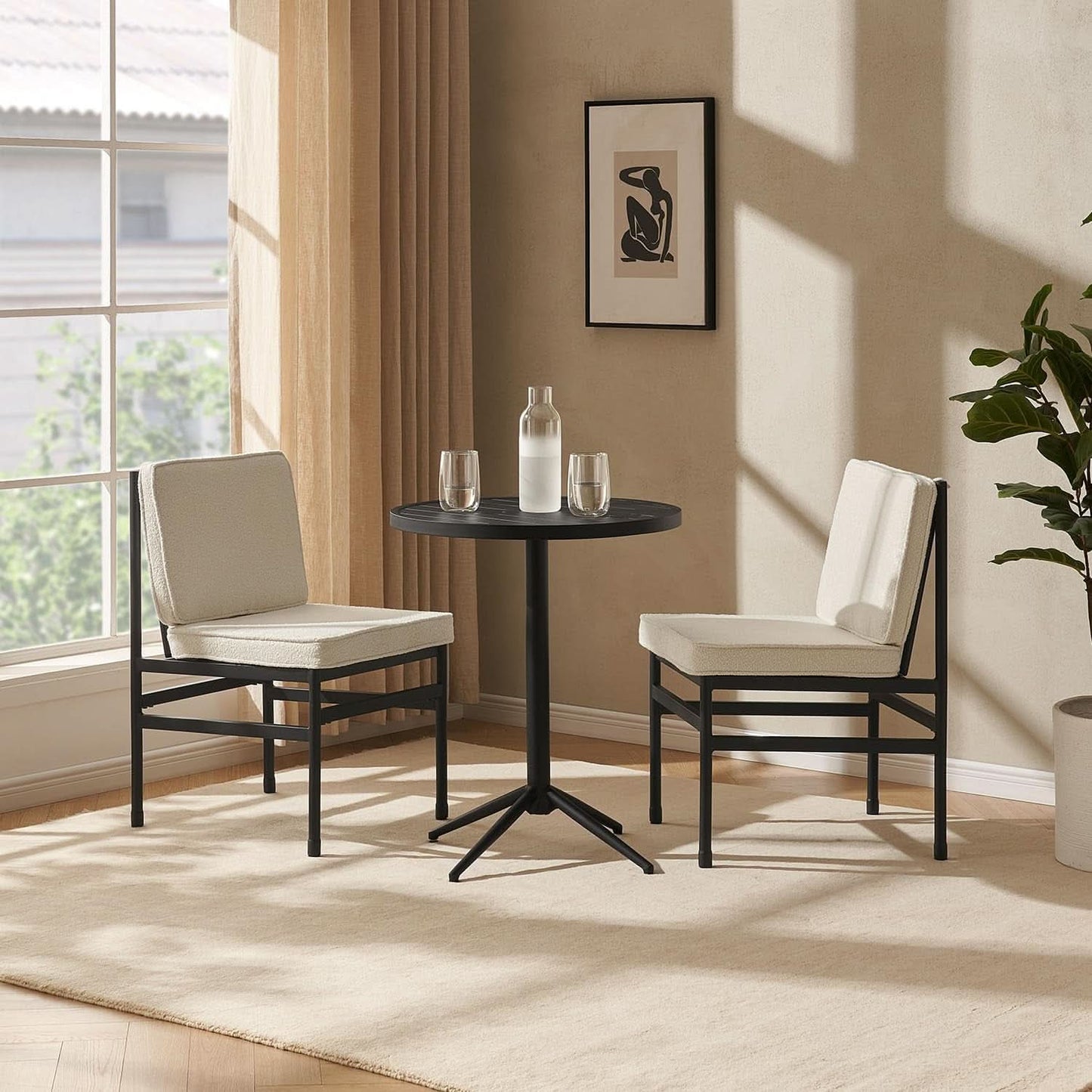 Black Dining Chairs With Removable Cushion Covers Set Of 2