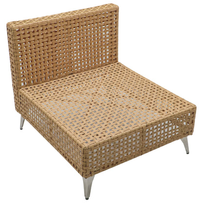 Outdoor Patio Sectional Set Rattan Metal Beige 7 Piece Tempered Glass