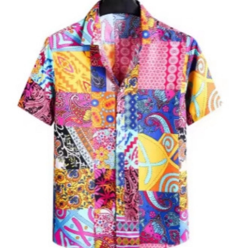 Digital-print Youth Casual Short-sleeve Shirt