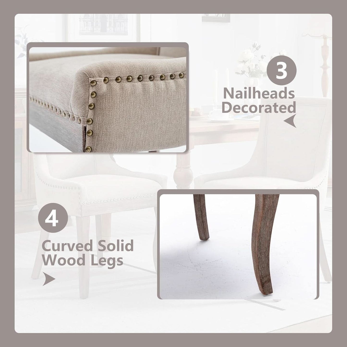 Modern Dining Chairs Tan Upholstered Fabric Set Of 2