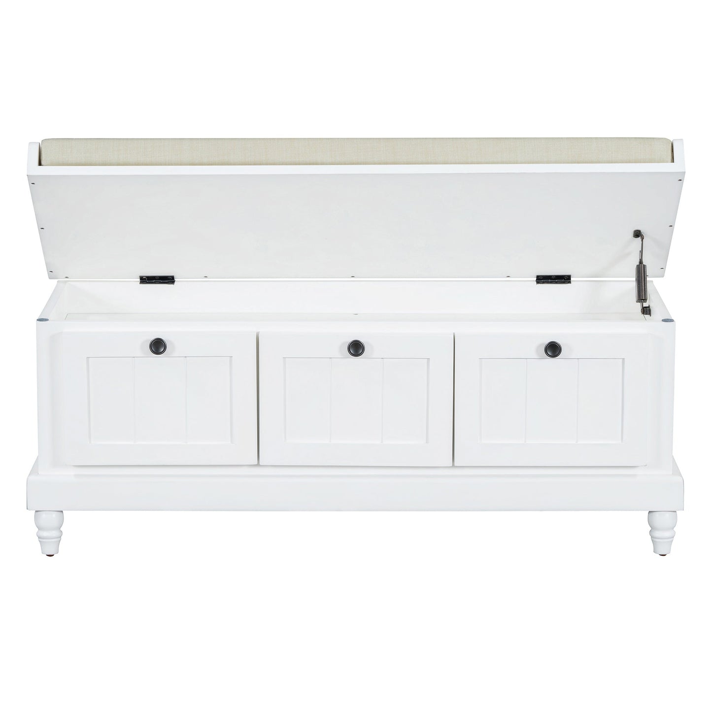 Entry Bench Fluted MDF White Cushioned Seat 3 Drawers 44x16x19