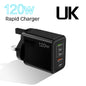 Mobile Phone Charger Multi-port Fast Charging Port European And American British Standard Charging Plug 120W Adapter