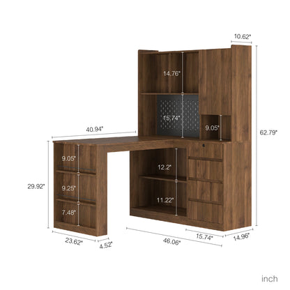 L Shaped Desk with Charger,Computer Desk with Drawers,Bookshelf, with LED Lig...