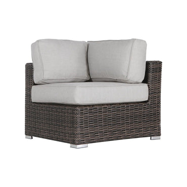 Outdoor Chair Corner Wedge HDPE Wicker Aluminum Brown 300 LB