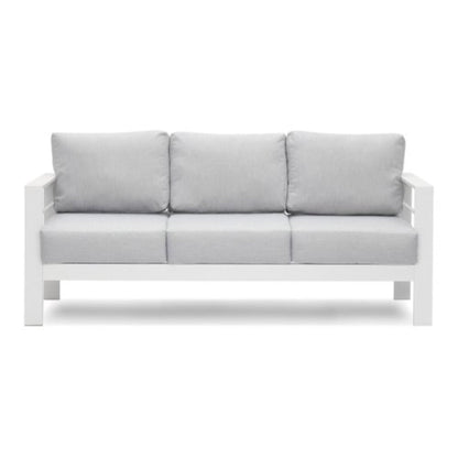 Outdoor Patio Set 3-Piece Aluminum White Gray Cushions