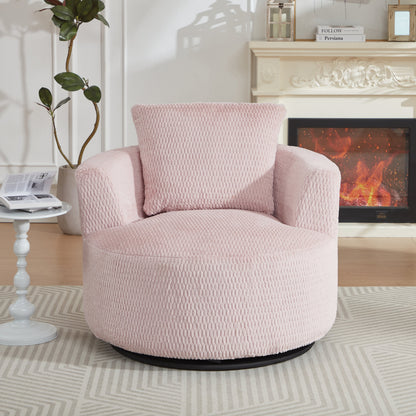 Accent Chair Swivel 360 Degree Faux Fur Pink Pocket Spring No Assembly