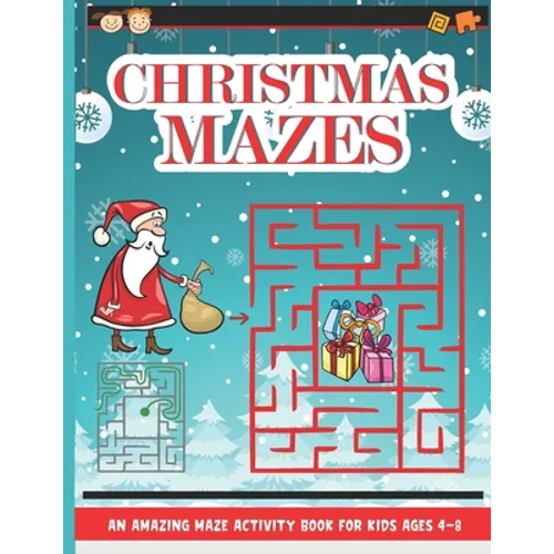 Christmas Mazes: Mazes for Kids 50 Mazes Difficulty Level Medium Fun Maze Puzzle Activity Game Books for Children - Holiday Stocking St - Paperback