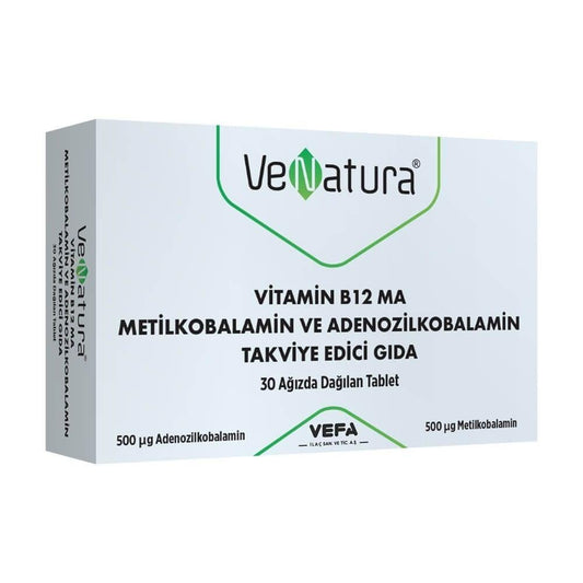 VeNatura Vitamin B12 MA 30 Tablet - Powerful Vitamin B12 Supplement for Adults - Chewable Form, 660 mcg Vitamin B12 per Tablet