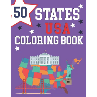 50 States USA Coloring Book: The 50 States Maps Of United States America Educational Coloring Book For Kids and Adults State Capitals Coloring Book - Paperback