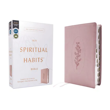 Niv, Spiritual Habits Bible, Leathersoft, Pink, Red Letter, Thumb Indexed, Comfort Print: Learn to Live a Gospel-Centered Life - Imitation Leather