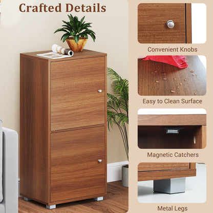 2-Tier Modern Style Nightstand with Drawer and Open Shelf-Walnut