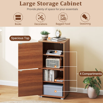 2-Tier Modern Style Nightstand with Drawer and Open Shelf-Walnut