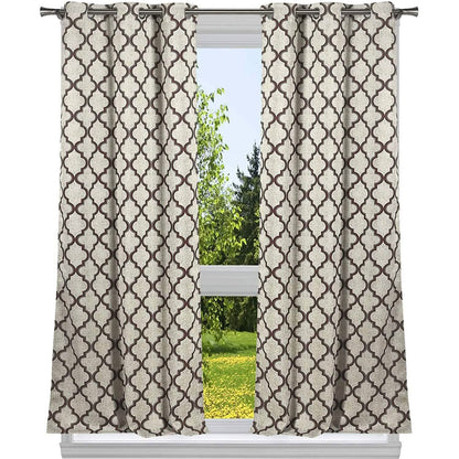 2-Pack: Heavy Geometric Blackout Grommet Window Curtain Pair Panel
