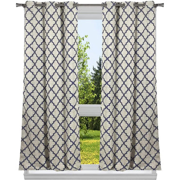 2-Pack: Heavy Geometric Blackout Grommet Window Curtain Pair Panel