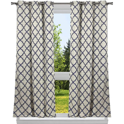 2-Pack: Heavy Geometric Blackout Grommet Window Curtain Pair Panel